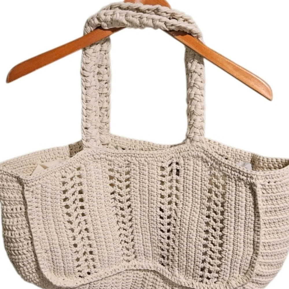 NEW! Handcrafted In India Macrame Crochet Boho Style Purse Bag Beach Tote.